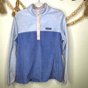 Columbia Blue Pink Quarter Button Pullover Fleece